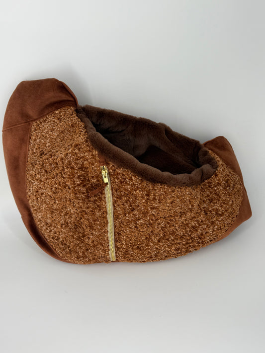 Luno shoulderbag coper bordeaux - Brown ecoleather- Faux fur