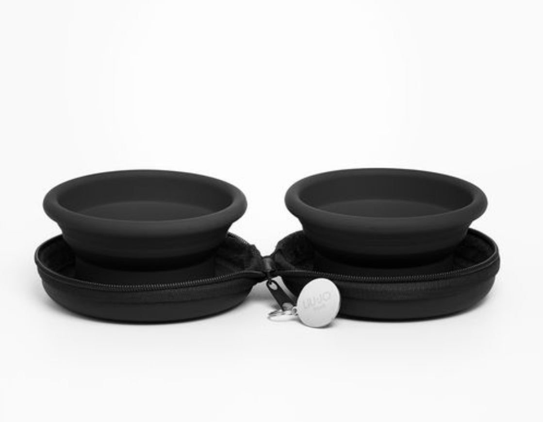 Double travel bowl black